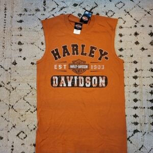 NWT HARLEY DAVIDSON TEXAS ORANGE, SHOOTER MUSCLE TANK, SIZE SMALL, MEN'S
